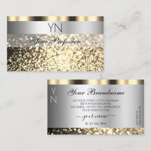 Monogram för lyxolja Silver och Guld mousserande G Visitkort