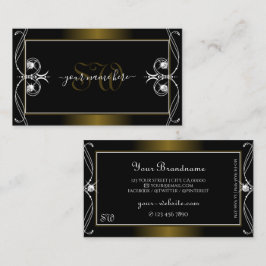 Monogram för lyxornat Black Golden Gnistra Jewels Visitkort