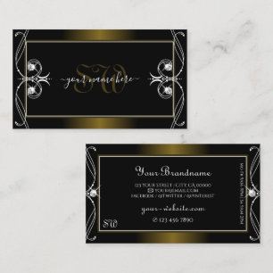 Monogram för lyxornat Black Golden Gnistra Jewels Visitkort