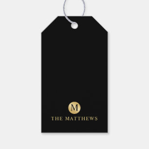 Monogram för lyxsvart och Guld Personlig Presentetikett