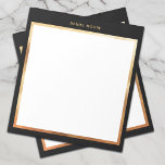 Monogram för lyxsvart och metallisk Guld-Ram Anteckningsblock<br><div class="desc">Denna chic svarta & guld ram är perfekt för den moderna minimalisten. Med lyxen och professionellen i ögonen är det perfekt för människor som gillar svart och guld och modernt sak.</div>