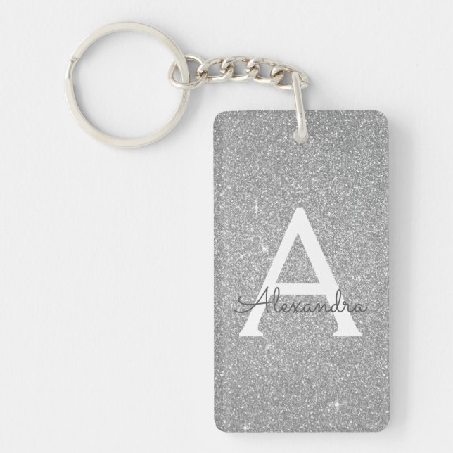 Monogram för lyxurymynning Silver Glitter & Gnistr (Framsidan)