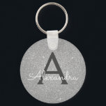 Monogram för lyxurymynning Silver Glitter & Gnistr Nyckelring<br><div class="desc">Nyckelringen för lyxen Silver Faux Glitter och Gnistra Elegant. Dessa nyckelkedjor kan anpassas så att de omfattar ditt första och första namn och är en perfekt-,  bachelorette-möhippa eller födelsedagsfest-tjänst.</div>