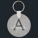 Monogram för lyxurymynning Silver Glitter & Gnistr Nyckelring<br><div class="desc">Nyckelringen för lyxen Silver Faux Glitter och Gnistra Elegant. Dessa nyckelkedjor kan anpassas så att de omfattar ditt första och första namn och är en perfekt-,  bachelorette-möhippa eller födelsedagsfest-tjänst.</div>