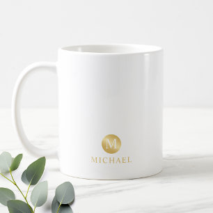 Monogram för lyxvit och Guld Personlig Kaffemugg