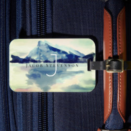 Monogram för målning av snyggtens vattenfärgsberg bagagebricka