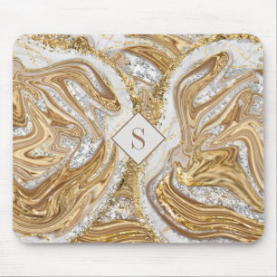 Monogram för Marble Abstrakt Guld Musmatta