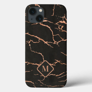 Monogram för marble-Marble struktur, Svarta och ro