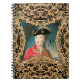 Monogram för Marie Antoinette ungdombarock Anteckningsbok
