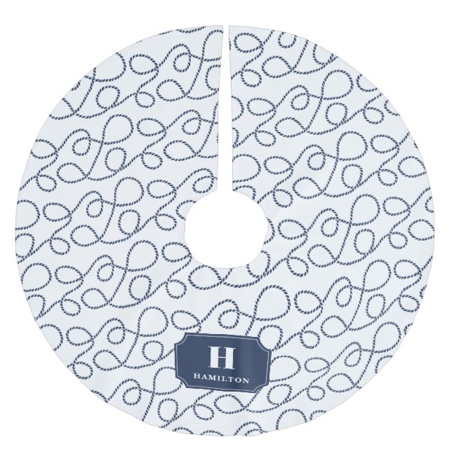 Monogram för marin flotta julgransmatta borstad polyester (Framsidan)