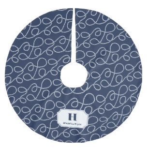 Monogram för marin flotta julgransmatta borstad polyester