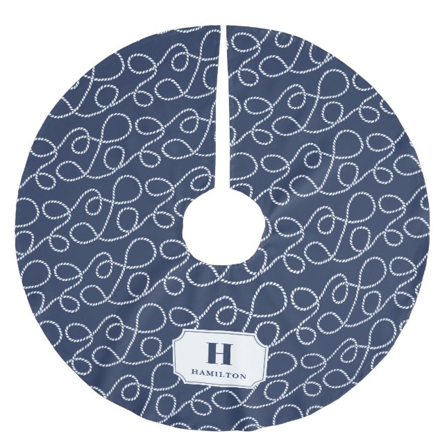 Monogram för marin flotta julgransmatta borstad polyester (Framsidan)