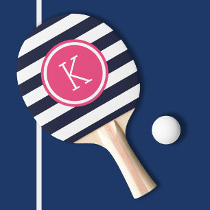 Monogram för marin och Rosa Preppy Rand Pingisracket