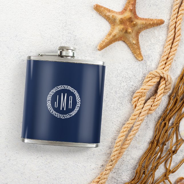 Monogram för marin och vit marin flotta fickplunta (Skapare uppladdad)