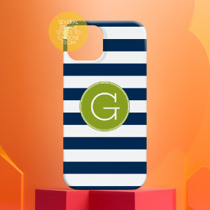 Monogram för marin och vit stripe Mönster Grönt
