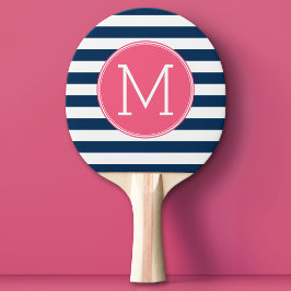 Monogram för marin och vit stripe Mönster Shock ro Pingisracket