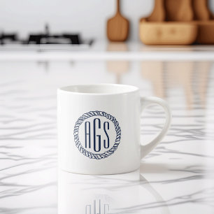 Monogram för marinblå logaritm espressomugg