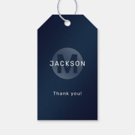 Monogram för marinblå modern enkel personlig presentetikett