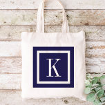 Monogram för marinblå parfymkvadrat tygkasse<br><div class="desc">Cute girly,  modern kvadratisk gräns-personlig med anpassningsbarnas monogram namn eller initialer. Klicka på Anpassa om du vill ändra teckensnitt och färg om du vill skapa ditt eget unika teckensnitt av ett slag! Äkta personligens bridesmaid-gåvor!</div>