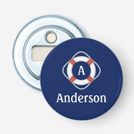 Monogram för marinblå sjömil flasköppnare