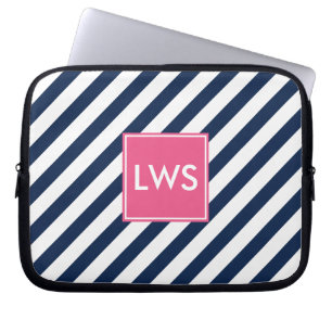 Monogram för marinblå sjömil Rand Laptop Sleeve