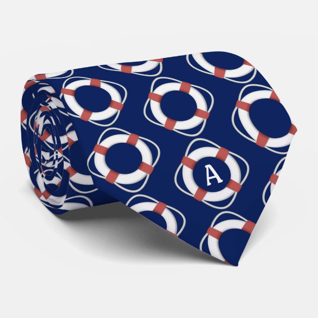 Monogram för marinblå sjömil slips (Rullad)