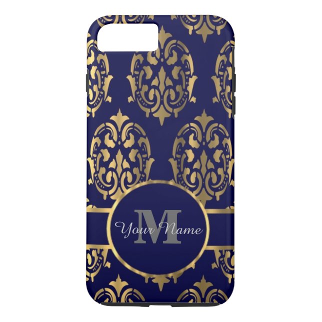 Monogram för marindamm och guld Case-Mate iPhone skal (Baksida)