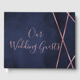 Monogram för marint blått och Ro Guld Gästböcker