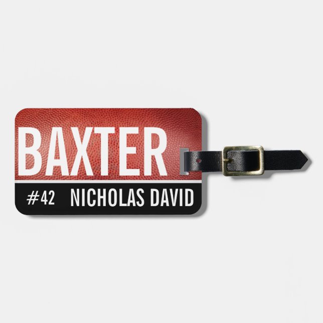 MONOGRAM för märkre för bagage för FOTBOLLPIGSKIN Bagagebricka (Horisontell Framsida)