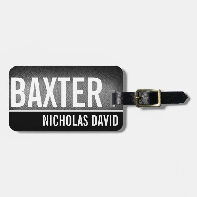 MONOGRAM för märkre för bagage för FOTBOLLPIGSKIN Bagagebricka (Horisontell Framsida)