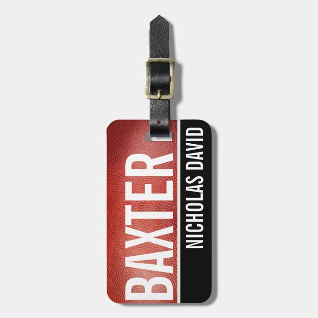 MONOGRAM för märkre för bagage för FOTBOLLPIGSKIN Bagagebricka (Vertikal Framsida)