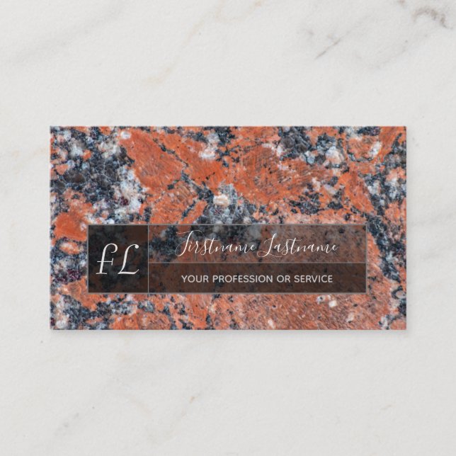 Monogram för marmorstruktur för marmor med mörk visitkort (Framsida)
