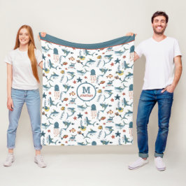 Monogram för marskalk för sjöliv fleecefilt