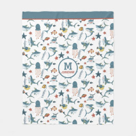 Monogram för marskalk för sjöliv fleecefilt