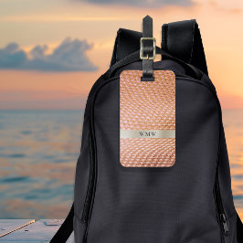 Monogram för Metall i digitalläder från koppar Bagagebricka