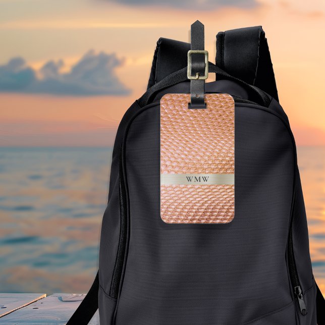 Monogram för Metall i digitalläder från koppar Bagagebricka (Skapare uppladdad)