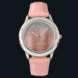 Monogram för Metall vid Silver i Glitter Armbandsur<br><div class="desc">Ro Guld -  Rosa och Silver Faux Foil Metallic Gnistra Glitter Brushed Metall Monogram Namn Watch Watch. Det gör perfekten söt 16-årsjubileum,  bröllop,  möhippa,  årsdag,  babydusch eller bachelorette-fest för någon som glam lyxen och chic stilar i kärlek.</div>