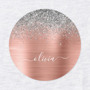 Monogram för Metall vid Silver i Glitter Klistermärke