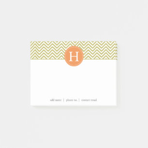 Monogram för Metallic Guld Chevron Post-it Block