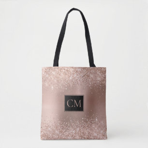 Monogram för metallisk monogram Ro Guld Glitter Tygkasse