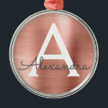Monogram för metallisk monogram rosa ros Guld Julgransprydnad Metall<br><div class="desc">Rosa ros Faux Metallic Stainless Steel Elegant Monogram jul Ornament. Denna dekoration kan anpassas så att den omfattar ditt första och första namn.</div>