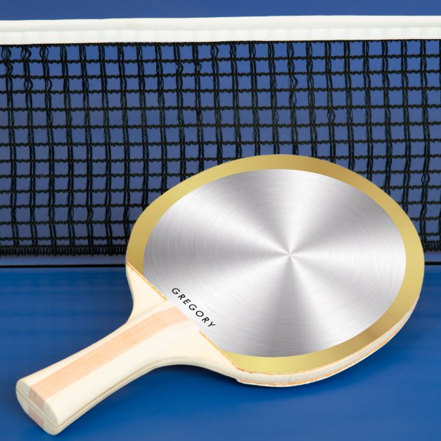 Monogram för metalliskt personlig silver och guld pingisracket (Insitu)