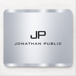 Monogram för metalliskt utseende i silver - första musmatta