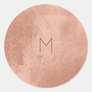 Monogram för  metallkoppar från Rosa ros Guld Runt Klistermärke