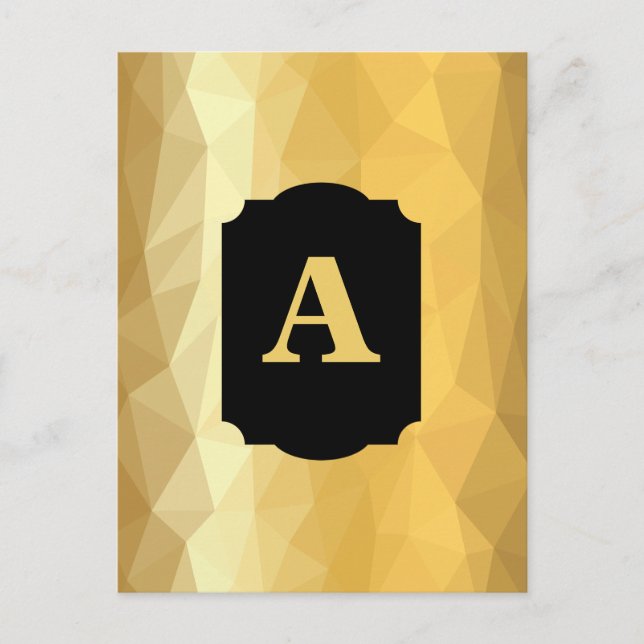 Monogram för metallsvart ram anpassningsbar i guld vykort (Framsida)