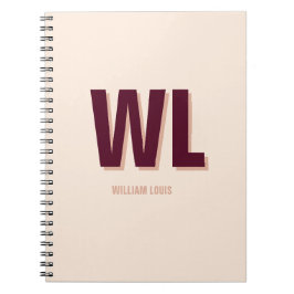 Monogram för minimal Burgundy Rosa Personlig Anteckningsbok