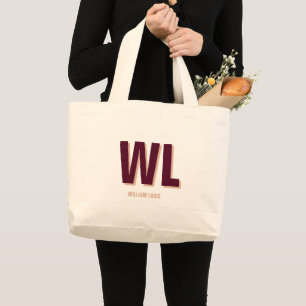 Monogram för minimal Burgundy Rosa Personlig Jumbo Tygkasse