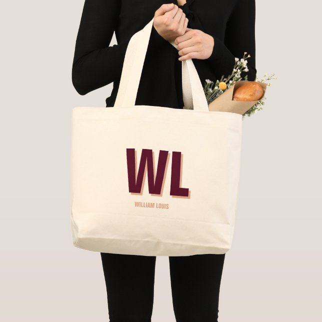 Monogram för minimal Burgundy Rosa Personlig Jumbo Tygkasse (Framsida (produkt))