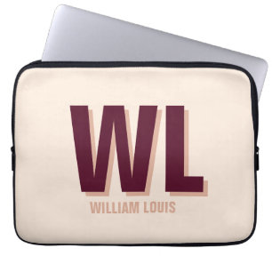 Monogram för minimal Burgundy Rosa Personlig Laptop Fodral
