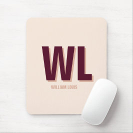 Monogram för minimal Burgundy Rosa Personlig Musmatta